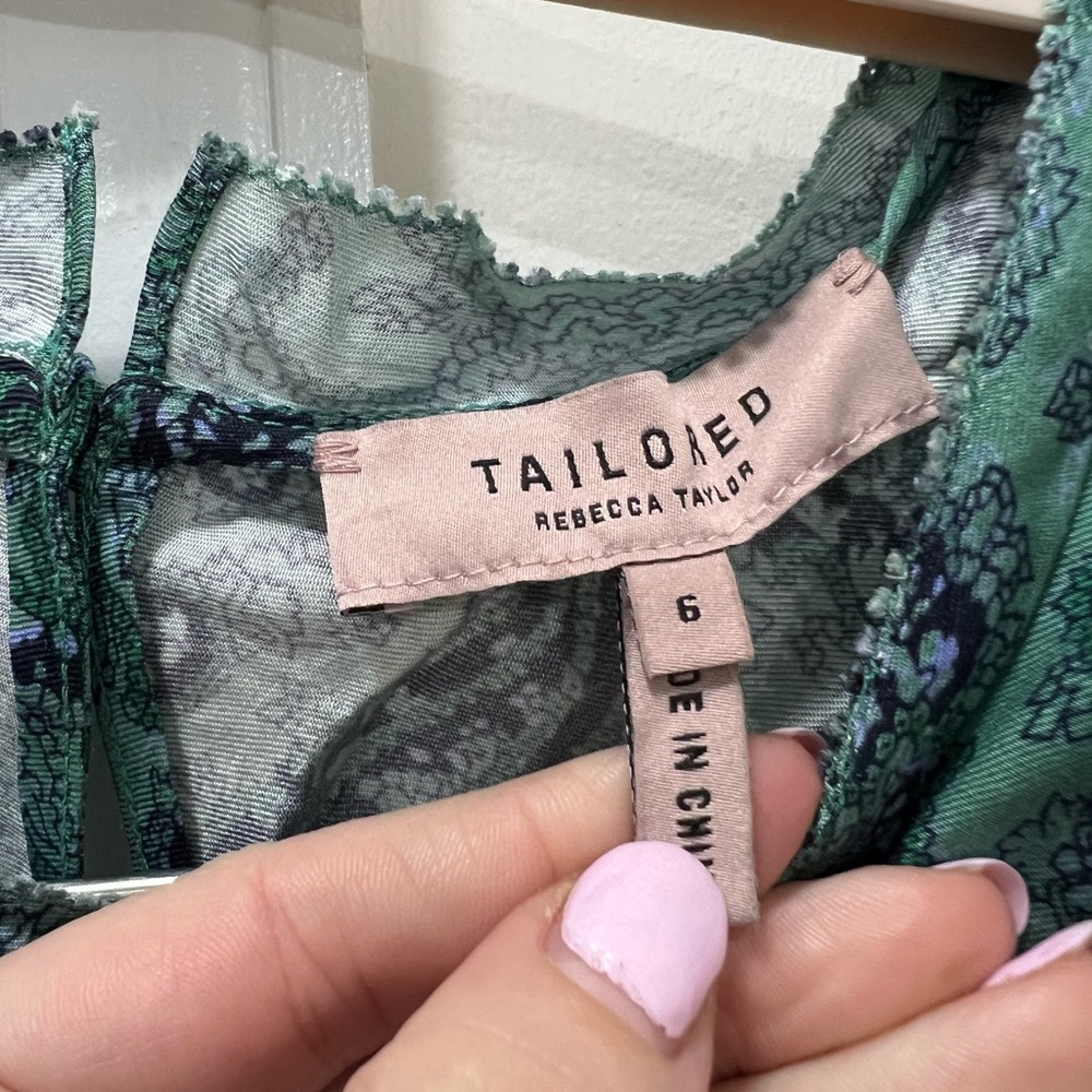 Rebecca Taylor Tailored Jade Combo Margaux Paisley Sleeveless Top Size 6 US $250 - Picture 4 of 6